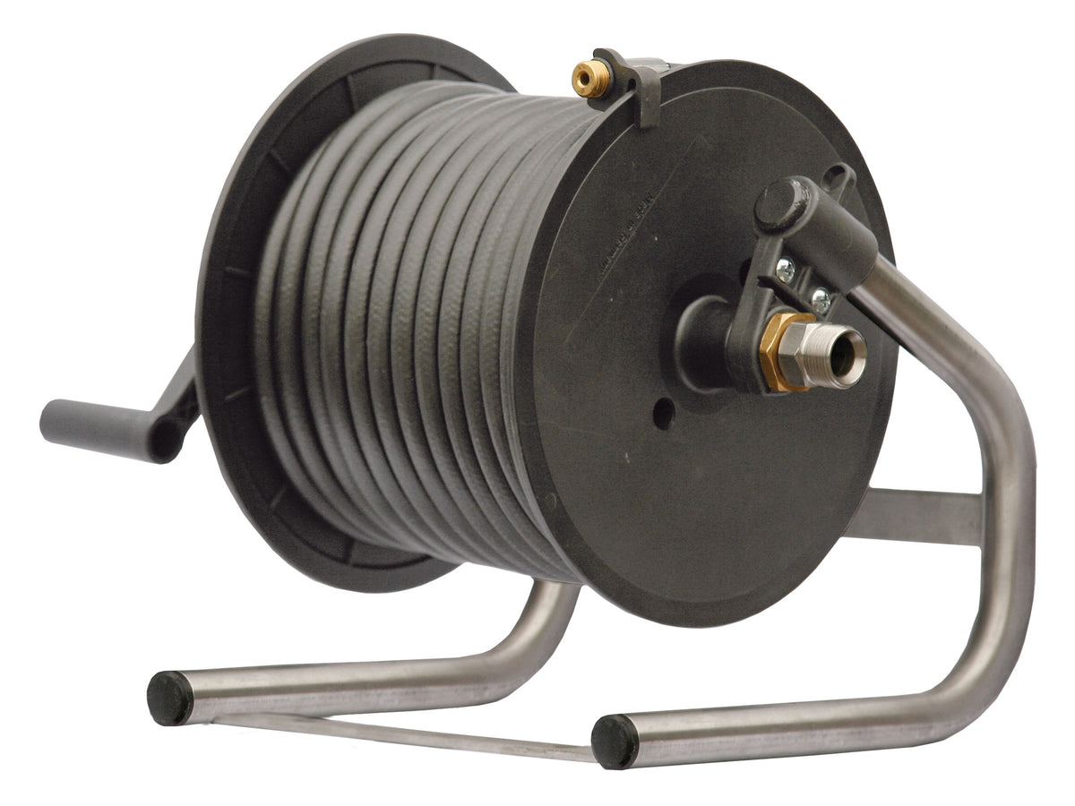 ST71 plastic manual hose reel with 15m black 300 bar sewer hose