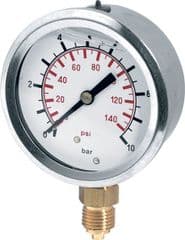 WIKA 4-Inch Glycerine-Filled Pressure Gauge – Bottom or Rear Entry