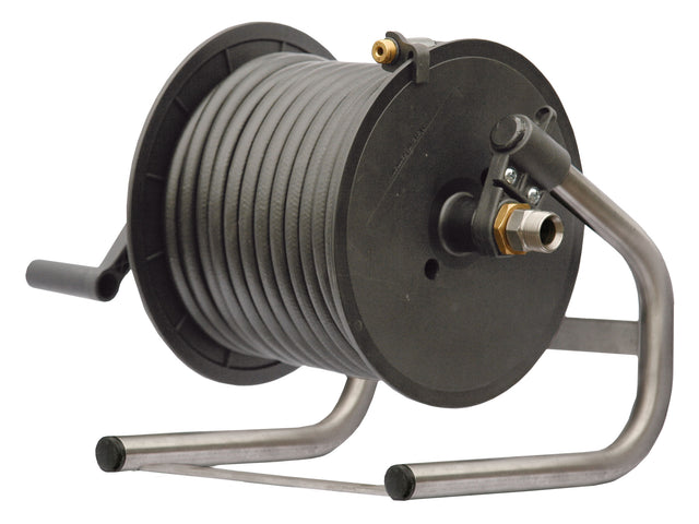 ST71 plastic manual hose reel with 15m black 300 bar sewer hose