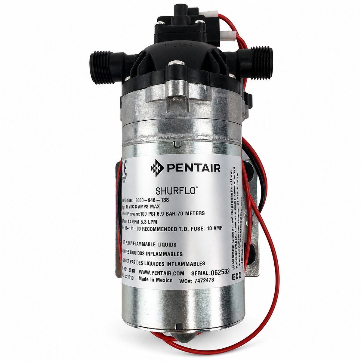 Shurflo 100 PSI 12V Window Cleaning Pump – 5.3 LPM