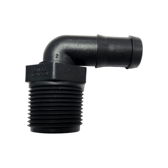 Banjo polypropylene 90 degree hose barb elbow