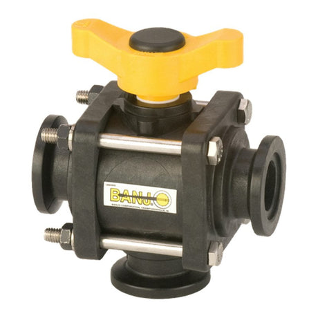 Banjo polypropylene 3-way ball valve