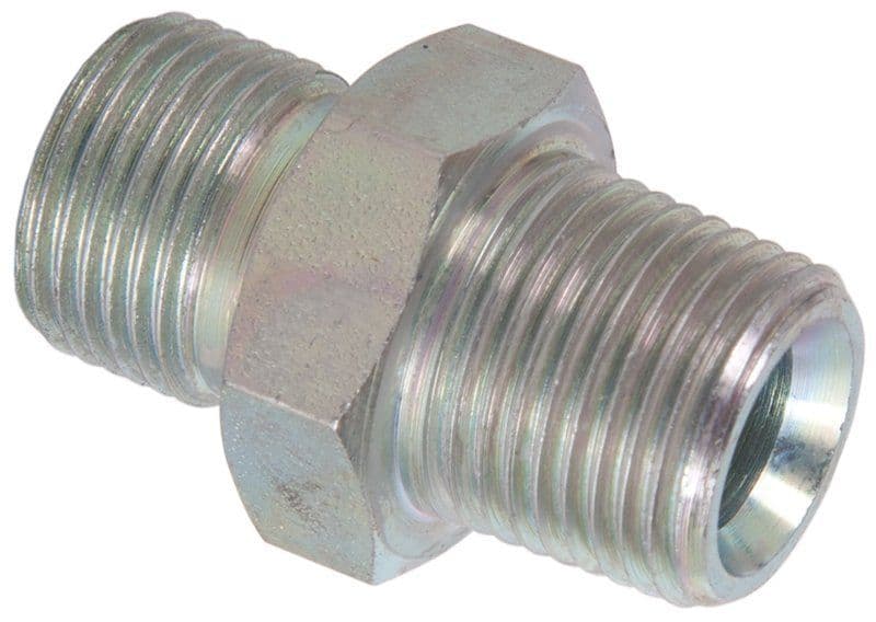 BSP × BSPT plated steel threaded nipples