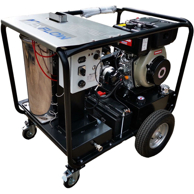 Maxflow YCN18/200 Yanmar L100V 18 LPM diesel hot water trolley pressure washer