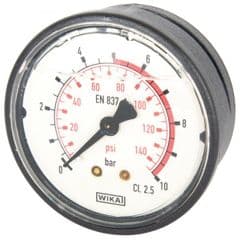 WIKA 2.5-Inch Plastic Rear-Entry Pressure Gauge – 0–10 Bar