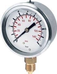 WIKA 2.5-Inch Glycerine-Filled Pressure Gauge – Bottom or Rear Entry