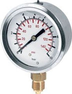 WIKA 4-Inch Glycerine-Filled Pressure Gauge – Bottom or Rear Entry